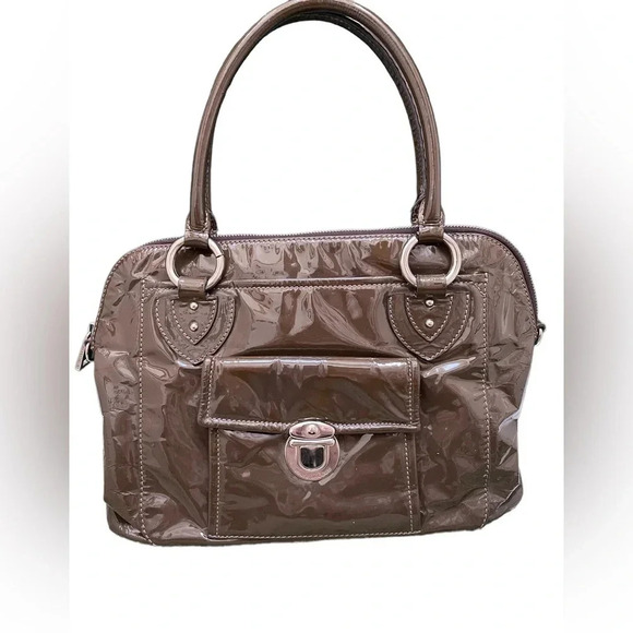 MARC JACOBS BROWN PATENT LEATHER BOWLING BAG - Picture 1 of 5